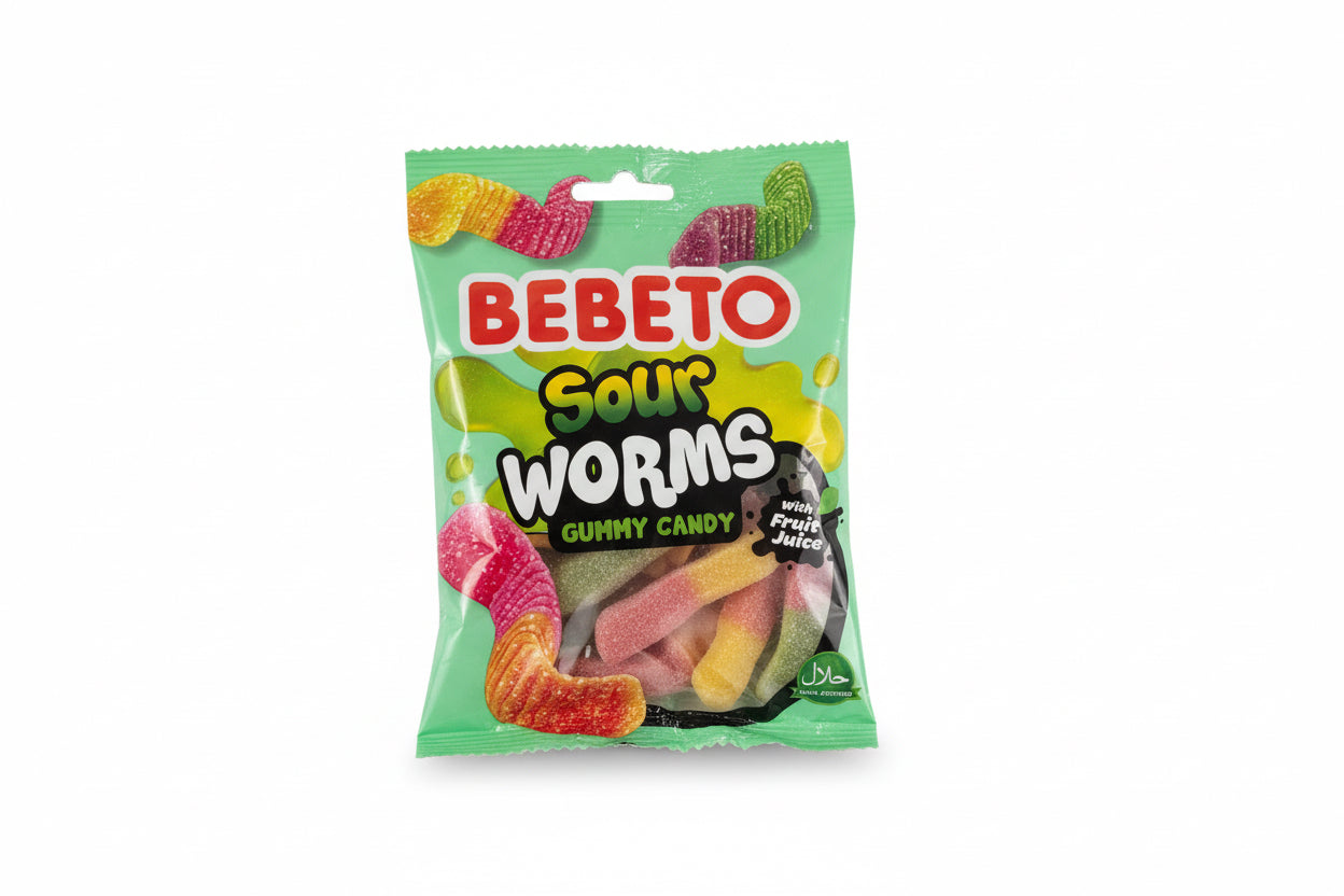 Bebeto - Sour Worms 100g - Halal slik