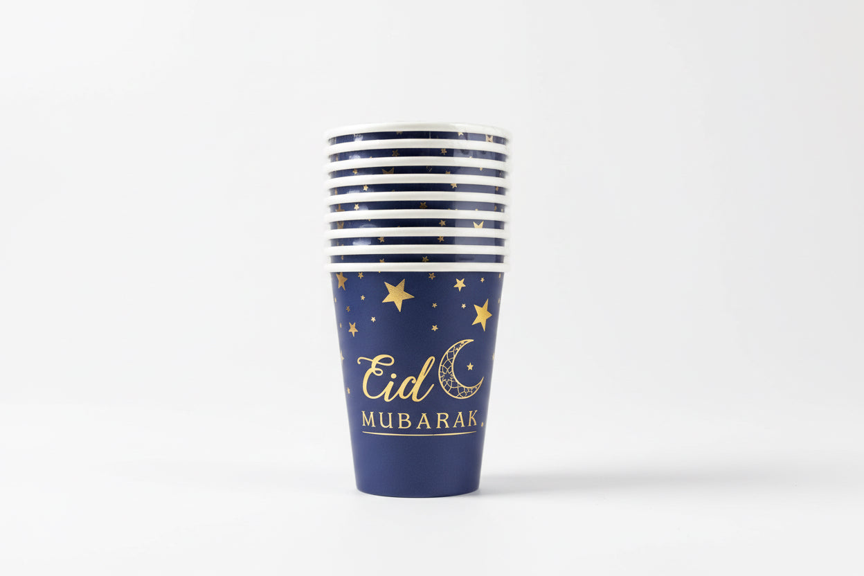 Eid Mubarak pap krus - 8stk - guld-måne-stjerner