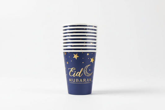 Eid Mubarak pap krus - 8stk - guld-måne-stjerner