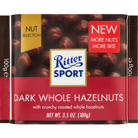 Ritter Sport | Dark Whole Hazelnuts | 100g