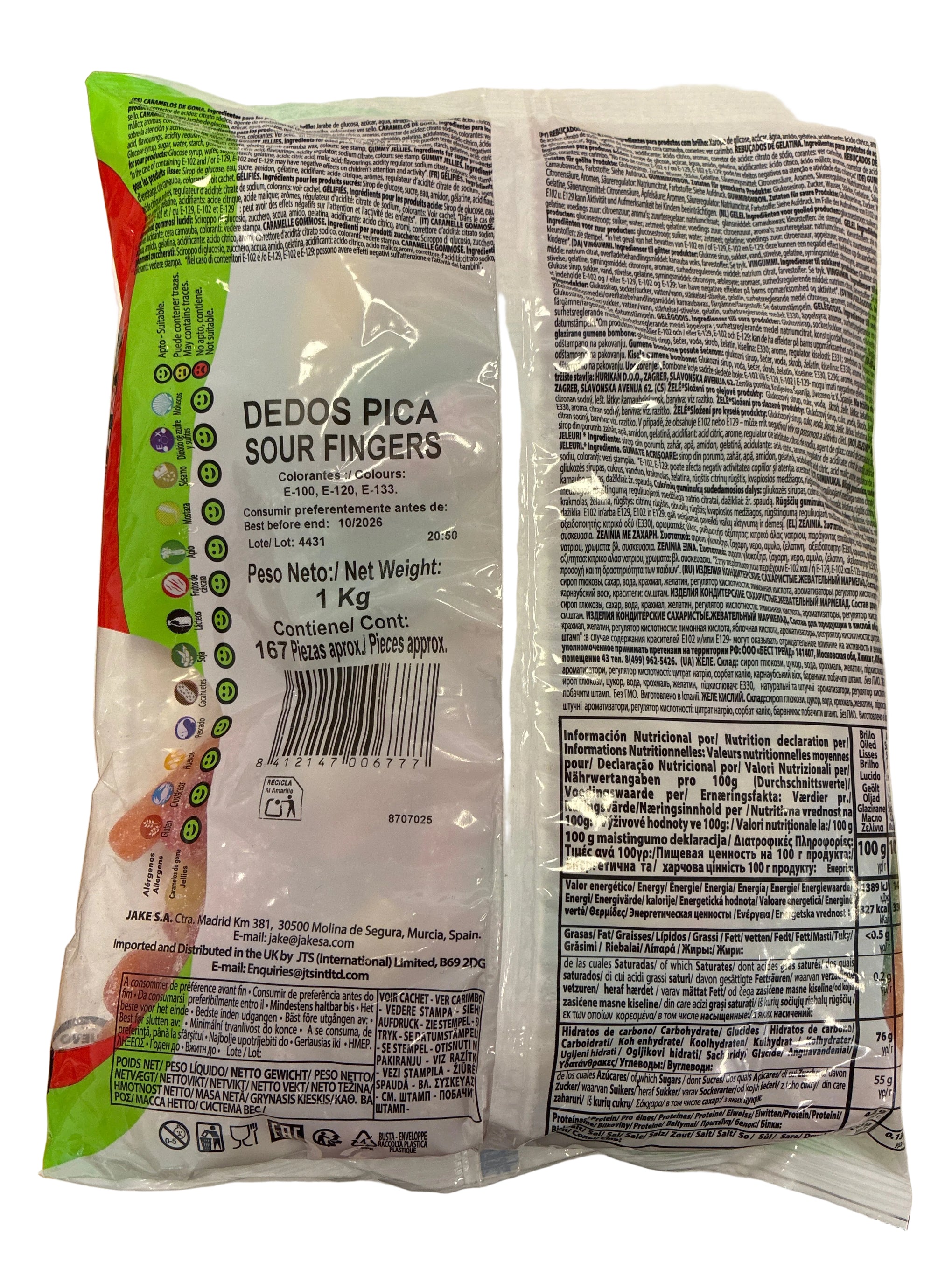 Jelly Mania | Dedos Pica Sour Fingers| 1kg