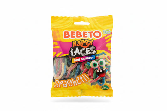 Bebeto - Happy Laces Sour Rainbow Spaghetti Syrlig - 80g