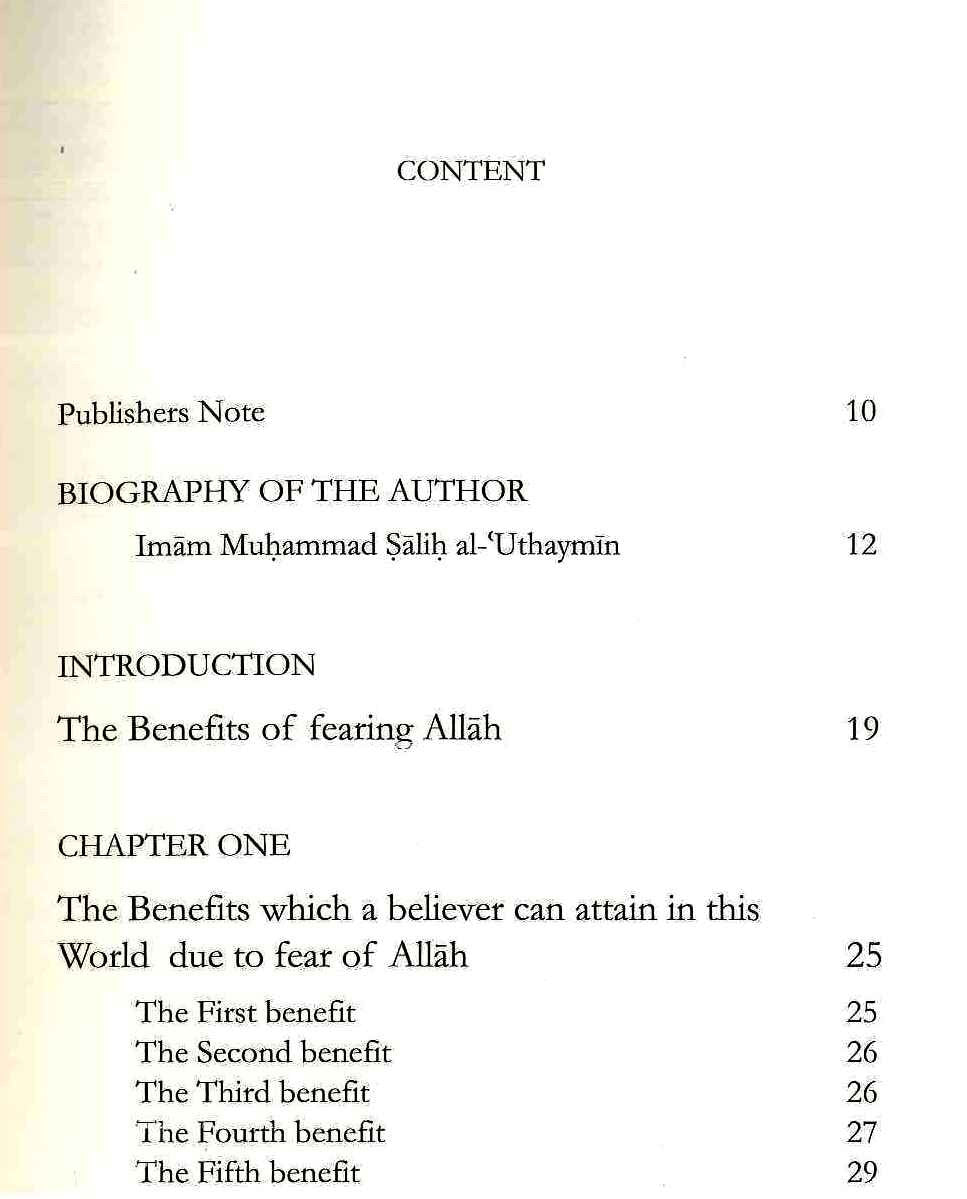The Benefits of Fearing Allâh