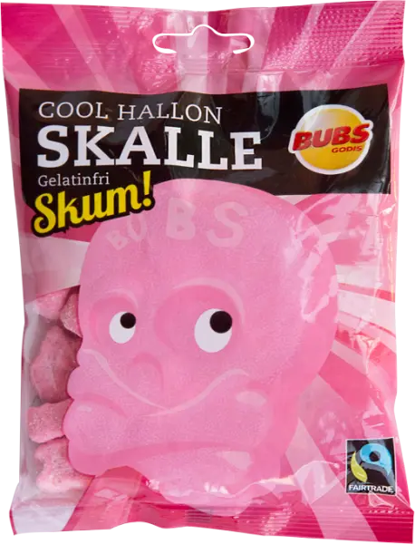 Bubs - Halal slik - Cool Hallon Gelatinfri Skalle Skum - 90g - Hindbær skum - kun naturlige ingredienser