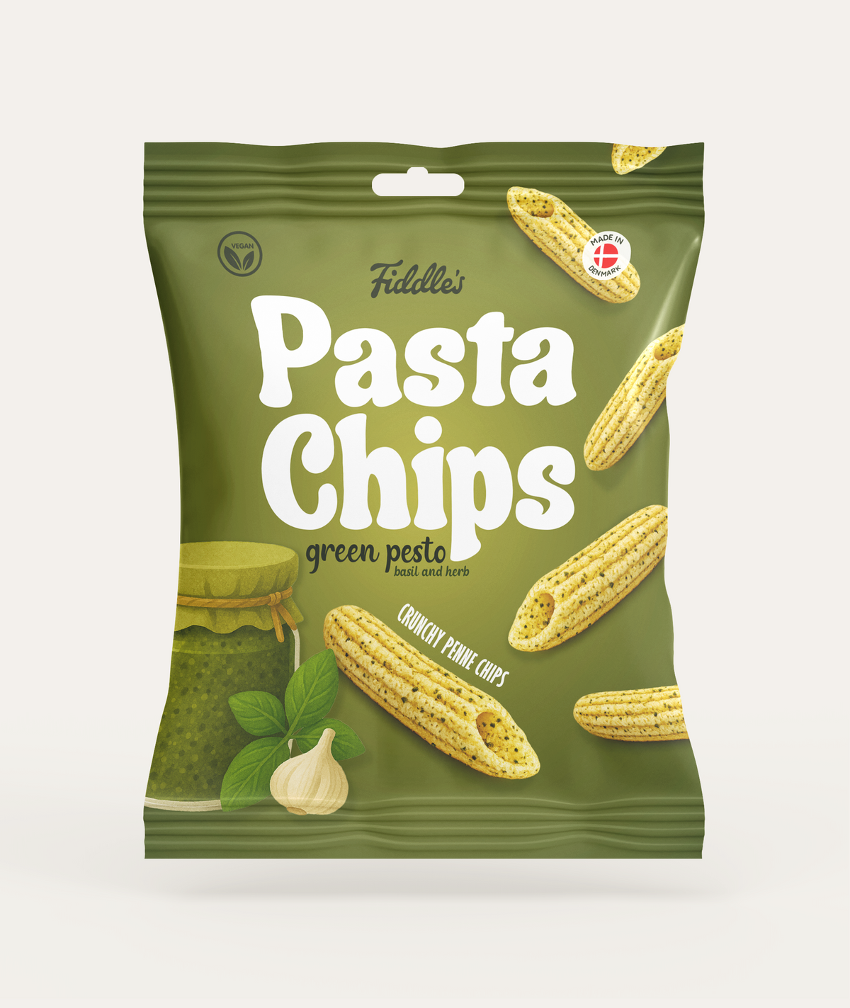 Fiddles Pasta Chips 80g | Green Pesto | Vegan | Gluten Free