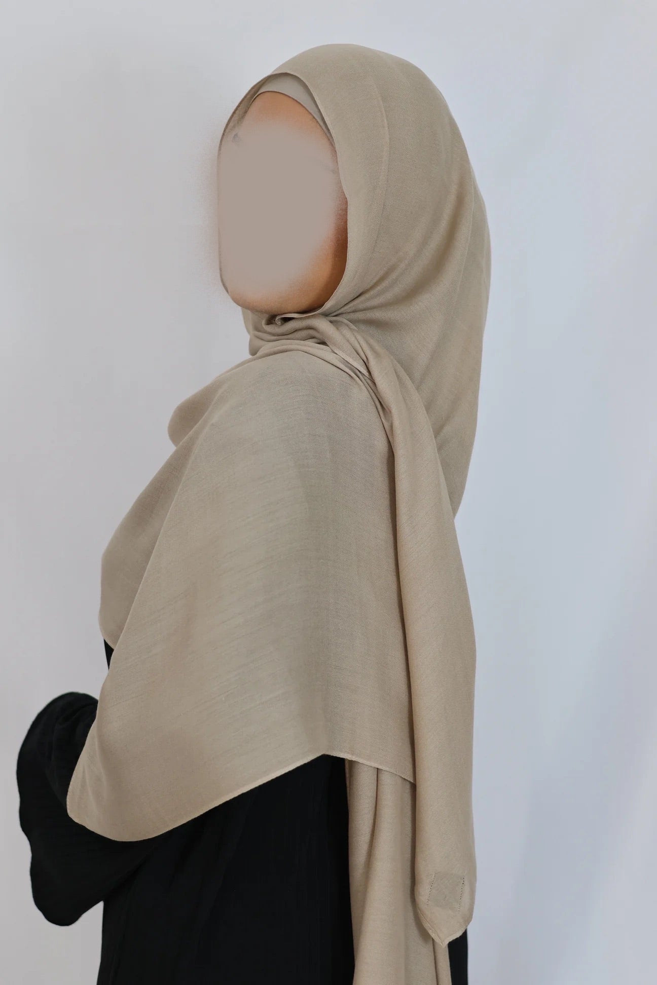Hidayah - Matchende Luxe ECO Modal Sæt - Khimar - Hijab - Tørklæde (Sand)