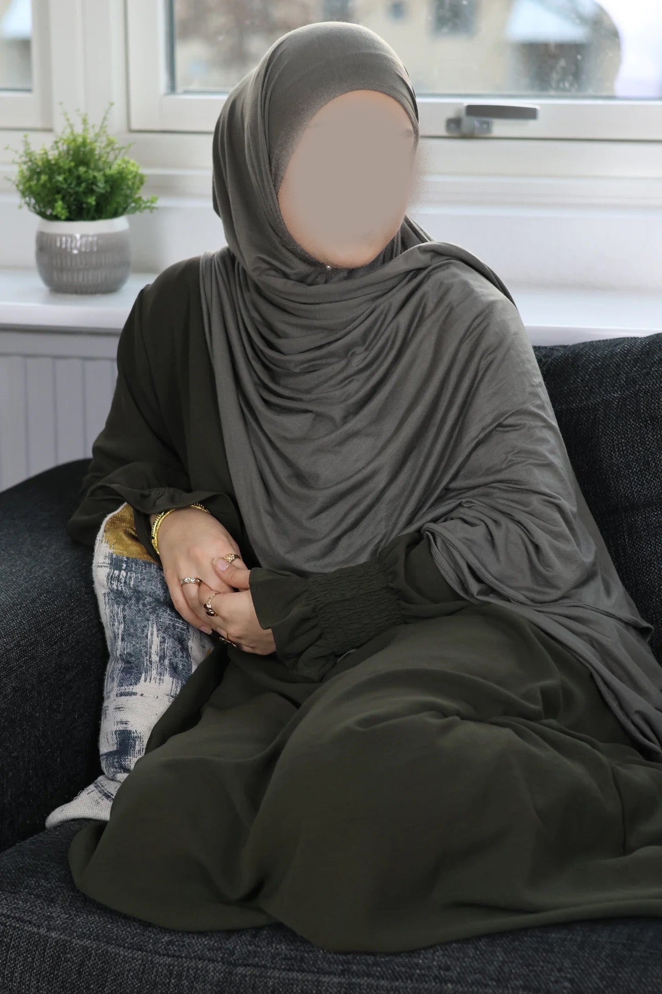 Hidayah - Premium Plain Jersey - Khimar - Hijab - Tørklæde (Seaweed)
