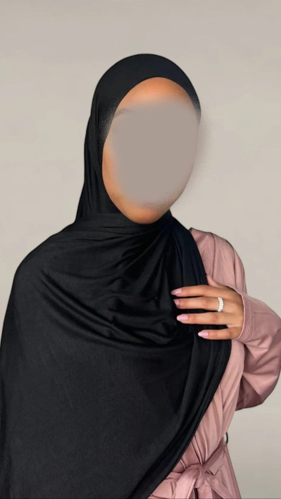 Hidayah - Premium Plain Jersey - Khimar - Hijab - Tørklæde (Sort)