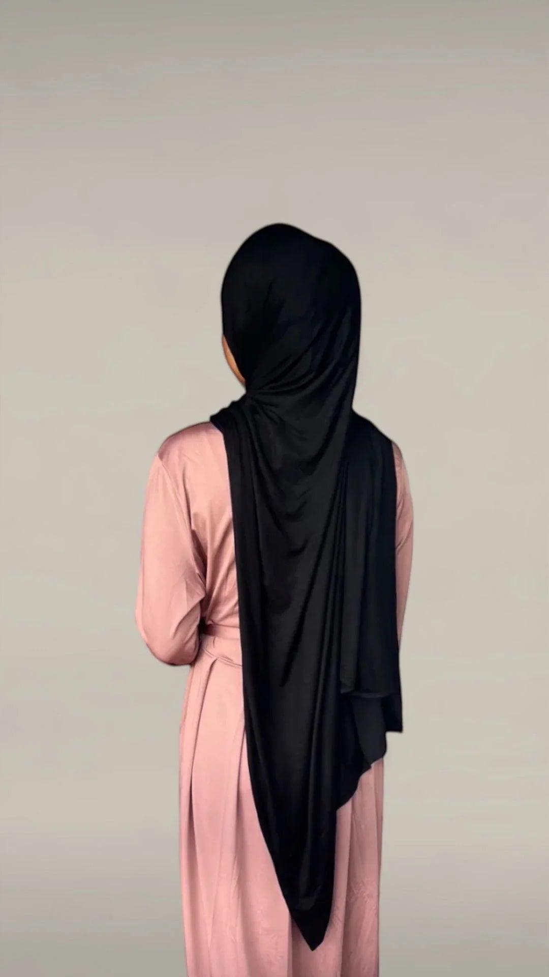Hidayah - Premium Plain Jersey - Khimar - Hijab - Tørklæde (Sort)