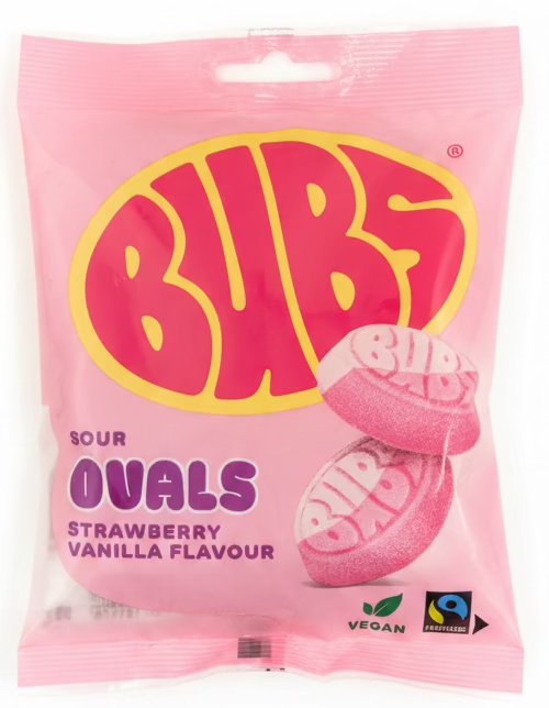 BUBS sour ovals | Strawberry Vanilla flavour | Vegansk