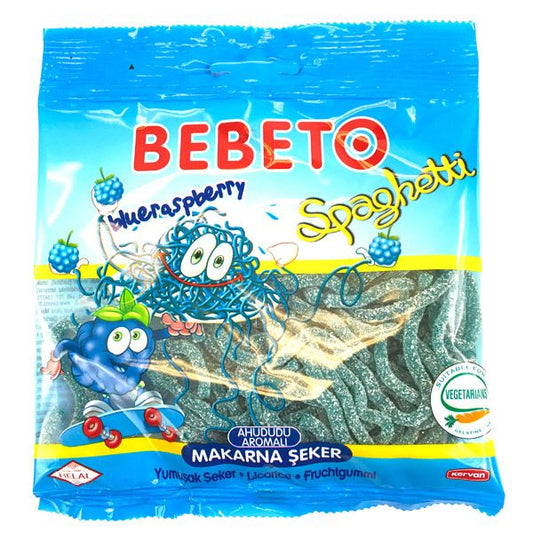 Halal Slik Bebeto blåbær spgahettei vegetarisk slik