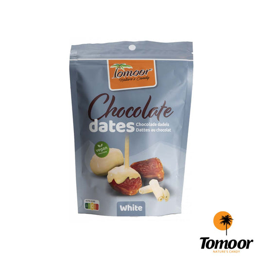 Dadler dækket med hvid chokolade - 150g