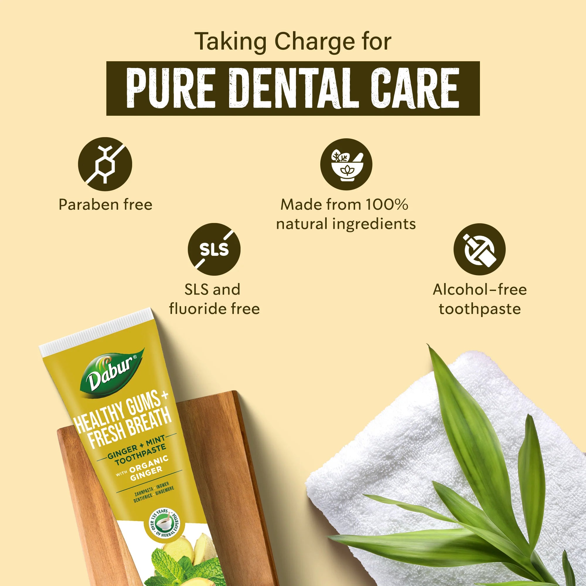 Dabur - Ginger and Mint Toothpaste - Ingefær og mynte tandpasta - 100ml
