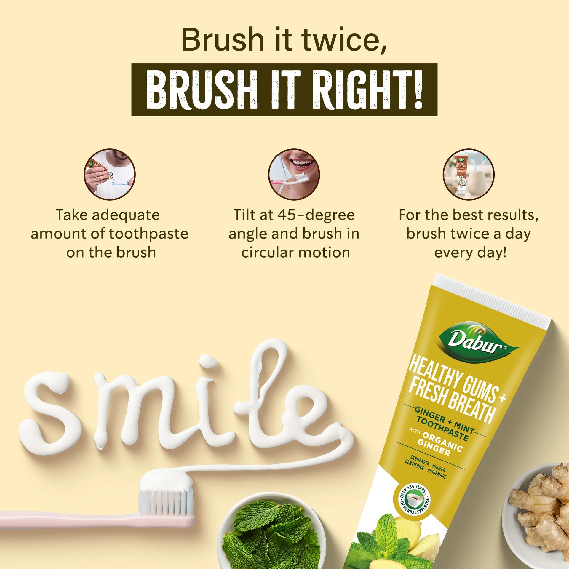 Dabur - Ginger and Mint Toothpaste - Ingefær og mynte tandpasta - 100ml