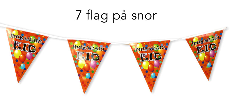 7 stk Eid Mubarak flag på snor