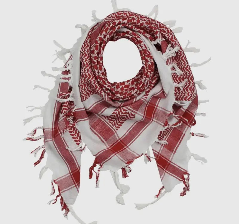 Palestine Keffiyeh - rød/hvid - 105x105cm