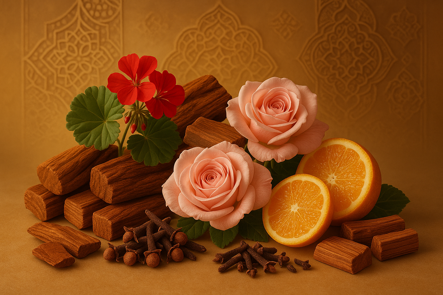madinah perfume sandeltree rose geranium sandelwood clove cedarwood orange