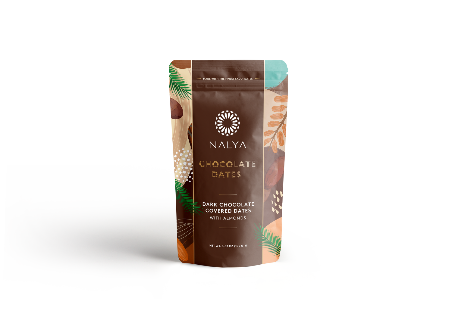 Nakheel Alya dadler med mørk chokolade og mandler - 100g