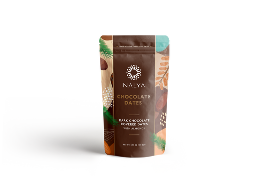 Nakheel Alya dadler med mørk chokolade og mandler - 100g
