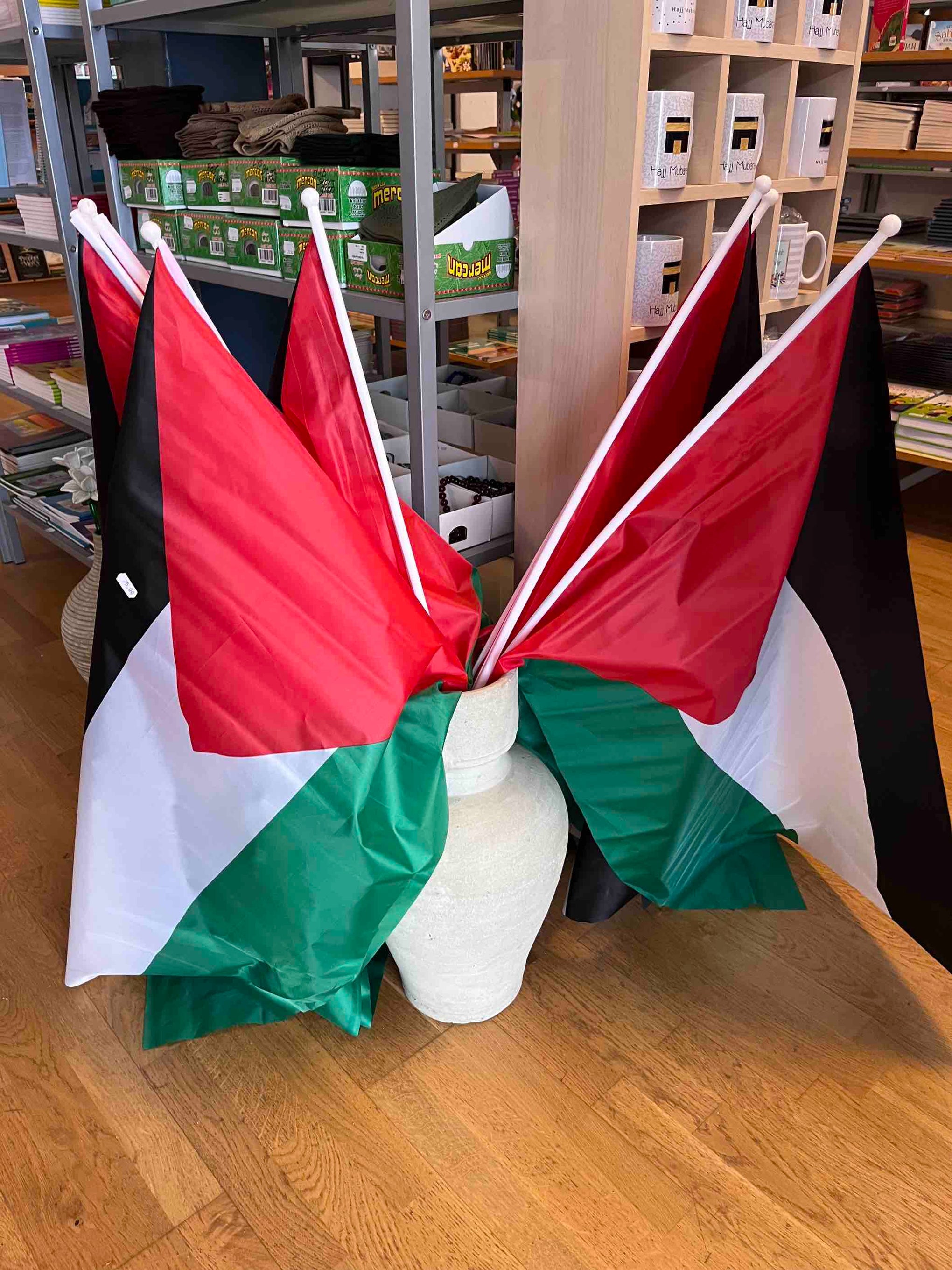 Palæstina flag med pind - 87 x 62 cm