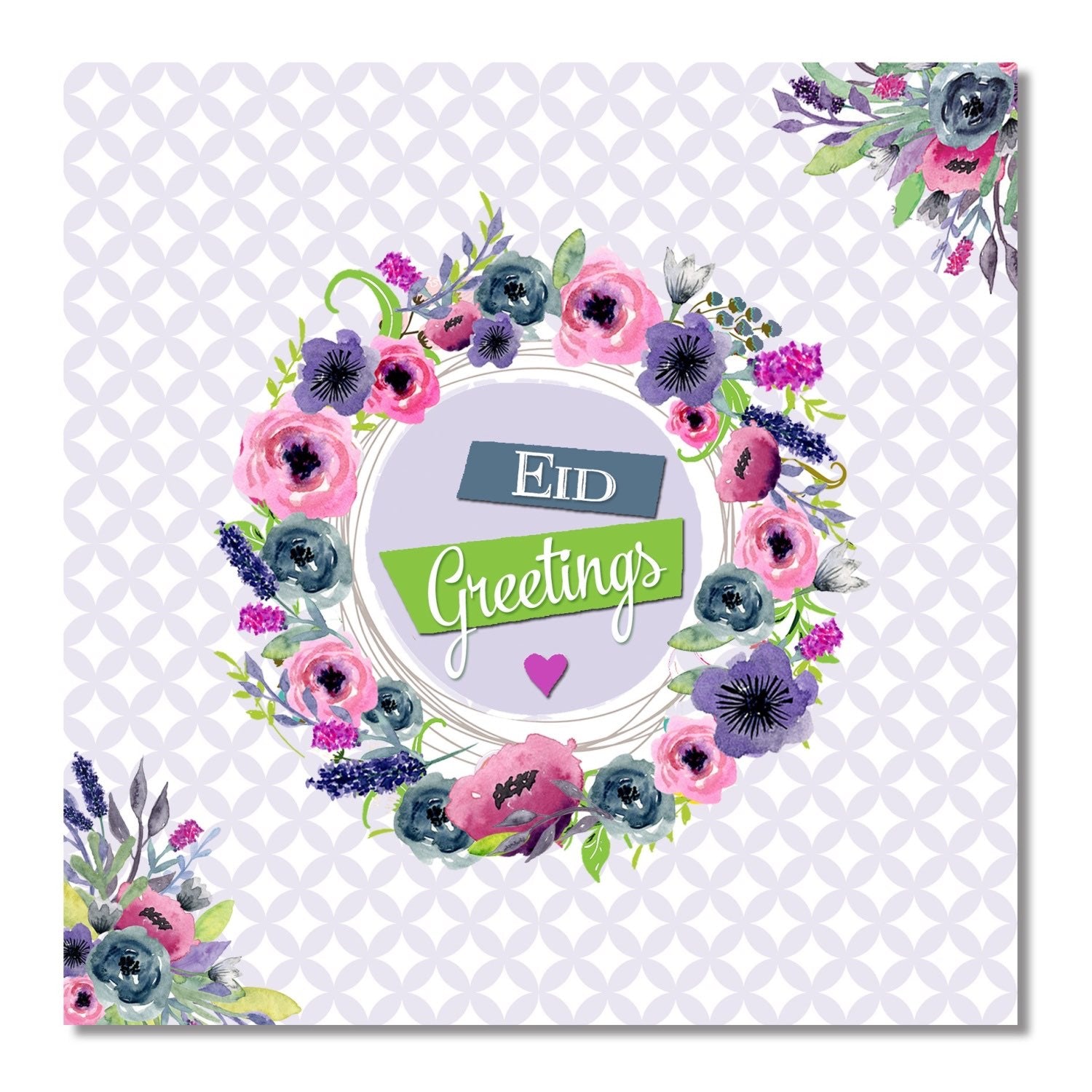 Postkort - Eid Greetings - Blomstret Lilla