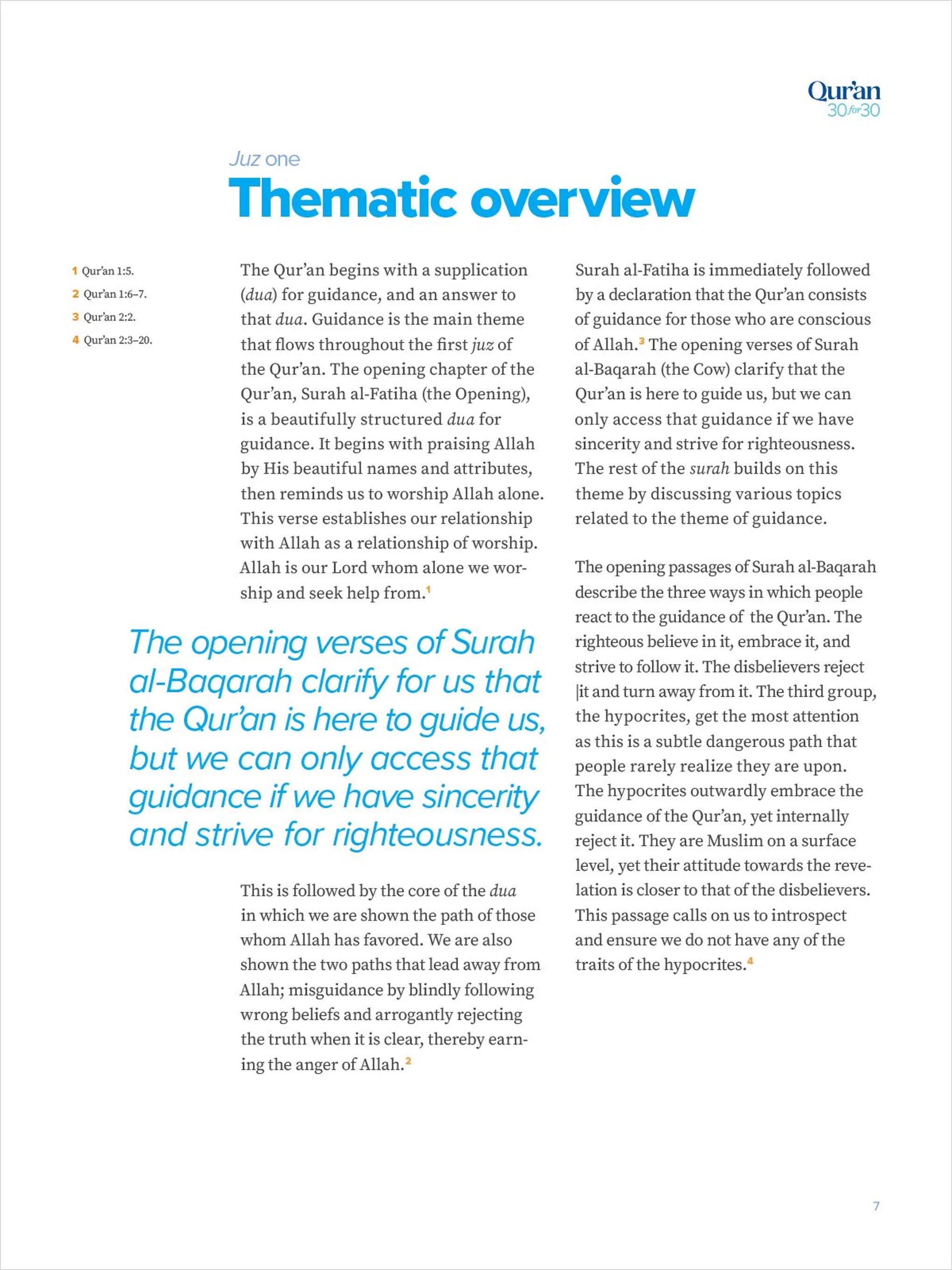 Quran 30 for 30 - Thematic Tafsir