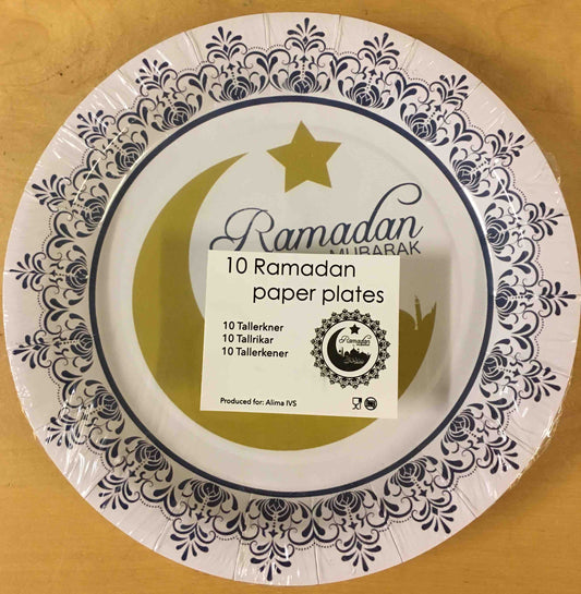 Ramadan Mubarak tallerkener - 10 stk