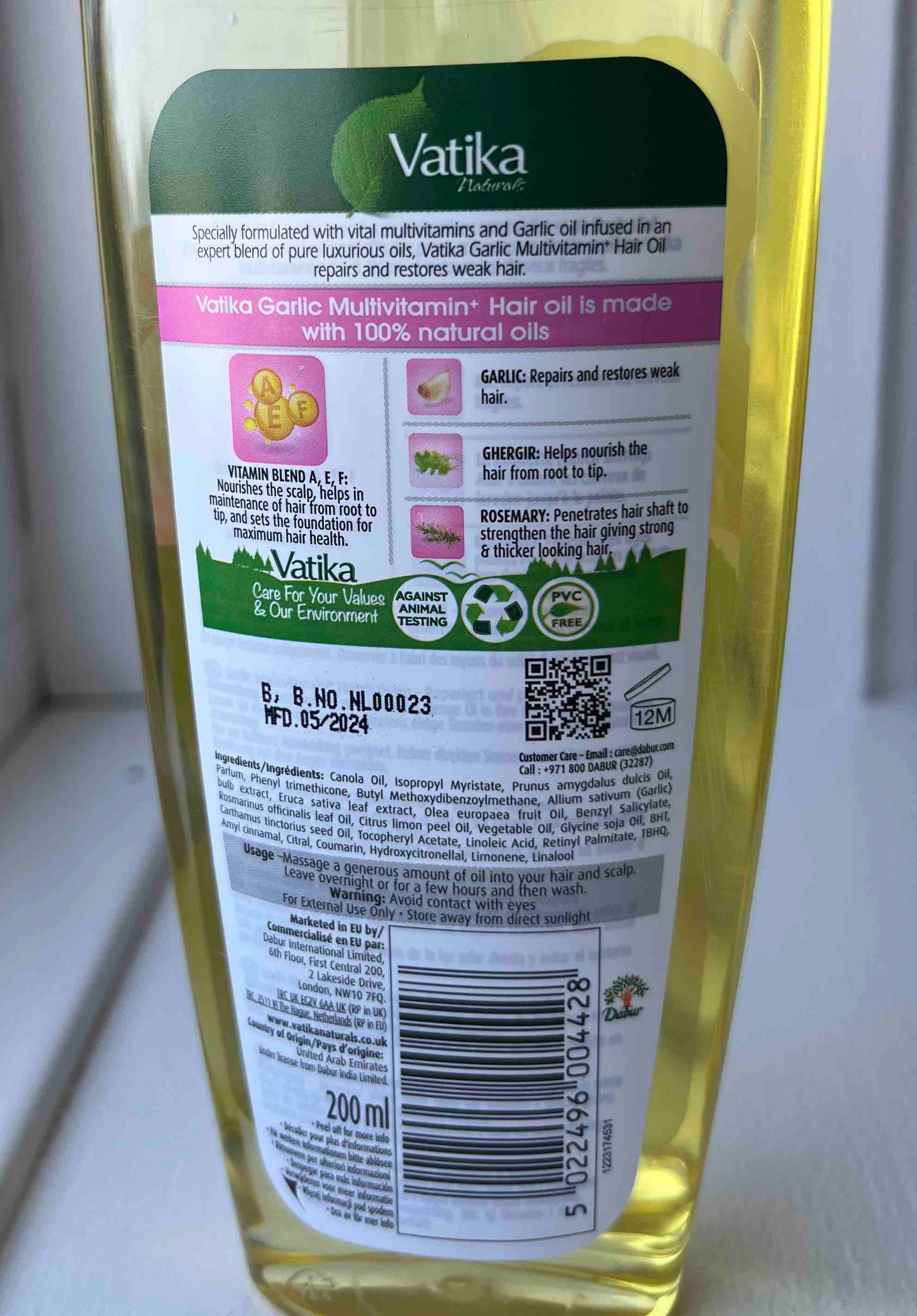 Vatika - Multivitamin Garlic Hair Oil - Hårolie med hvidløg - 200ml