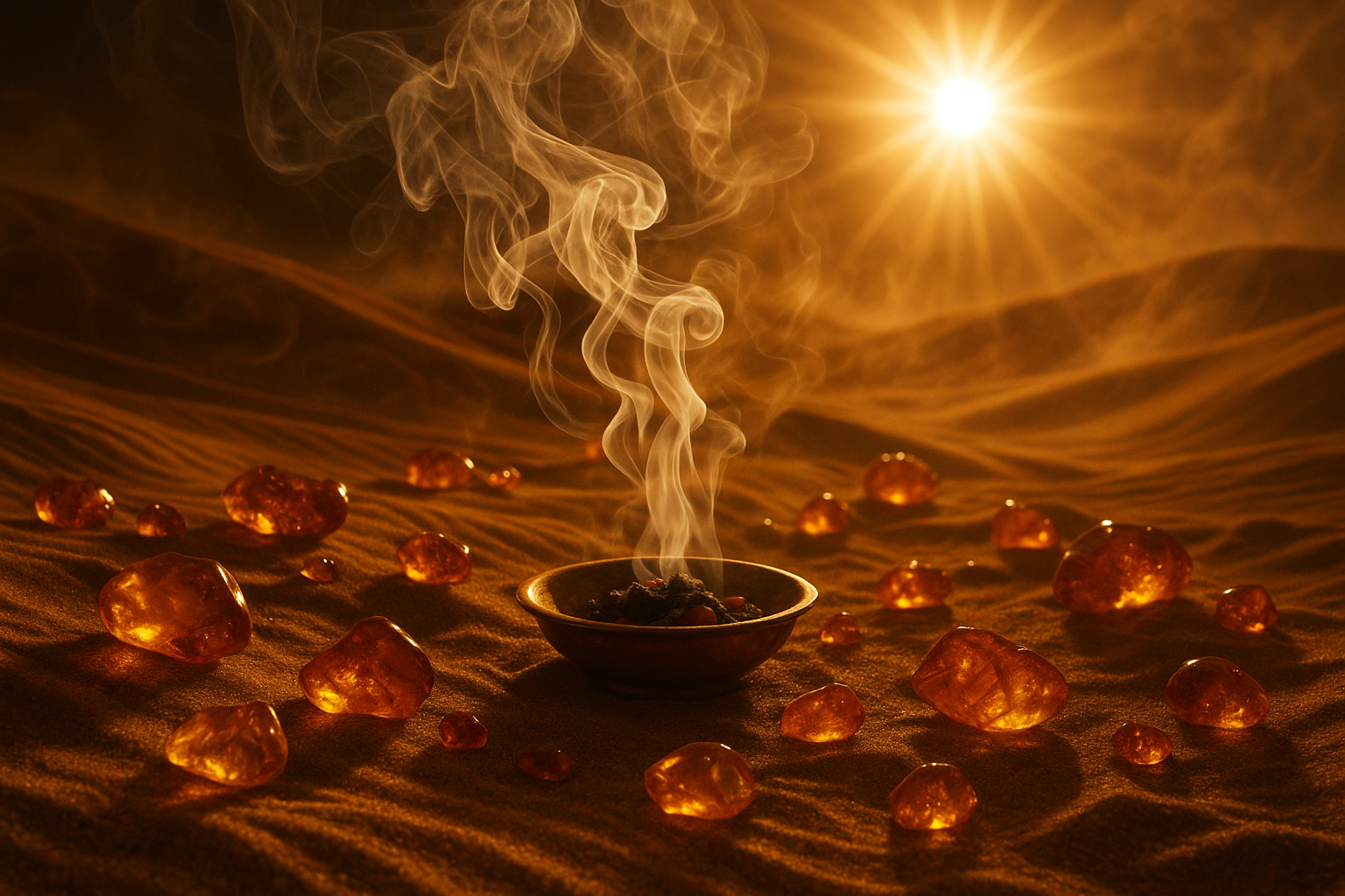 smoke resin amber sun sand