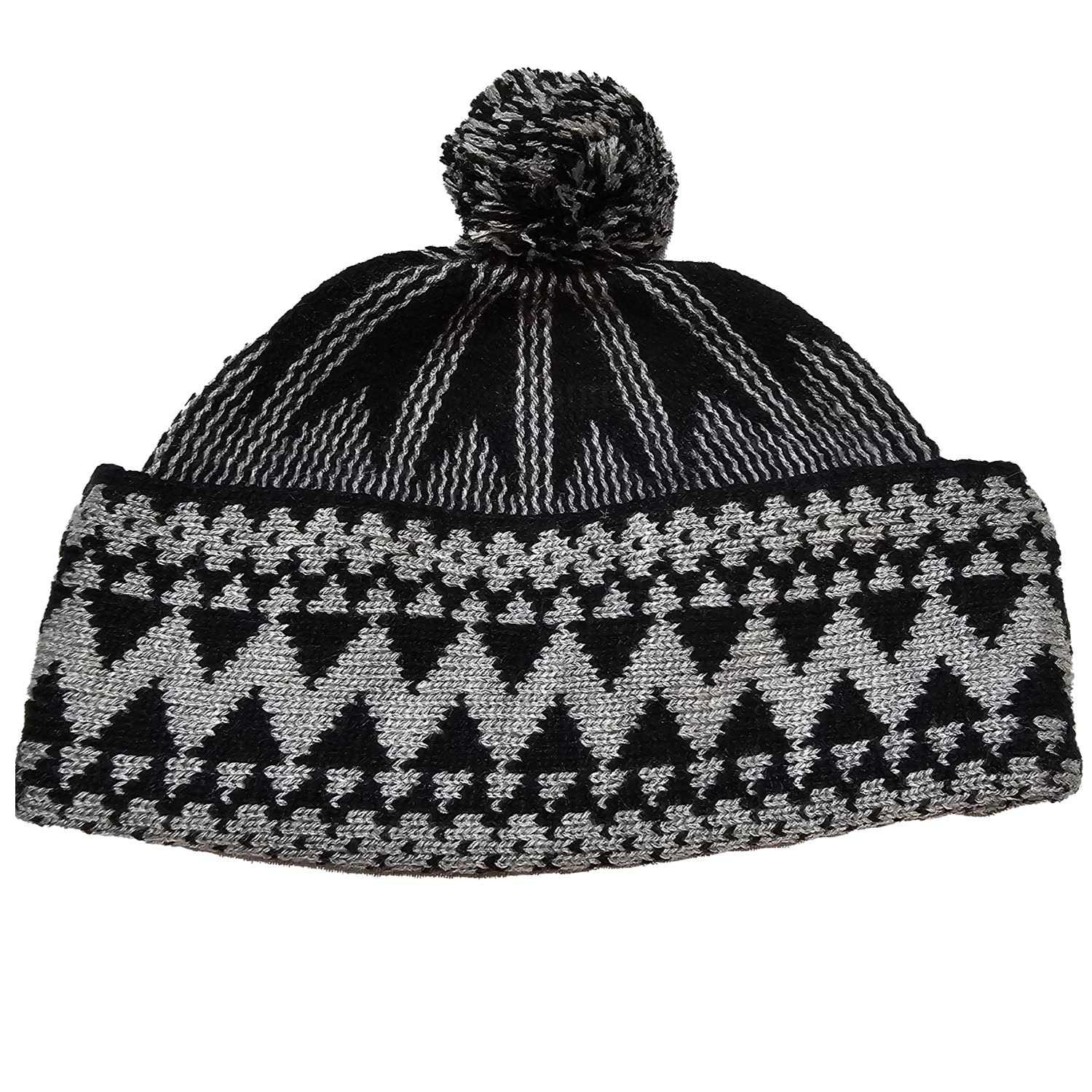 Tyk vinterhue uld - Blå - Grøn - Sort