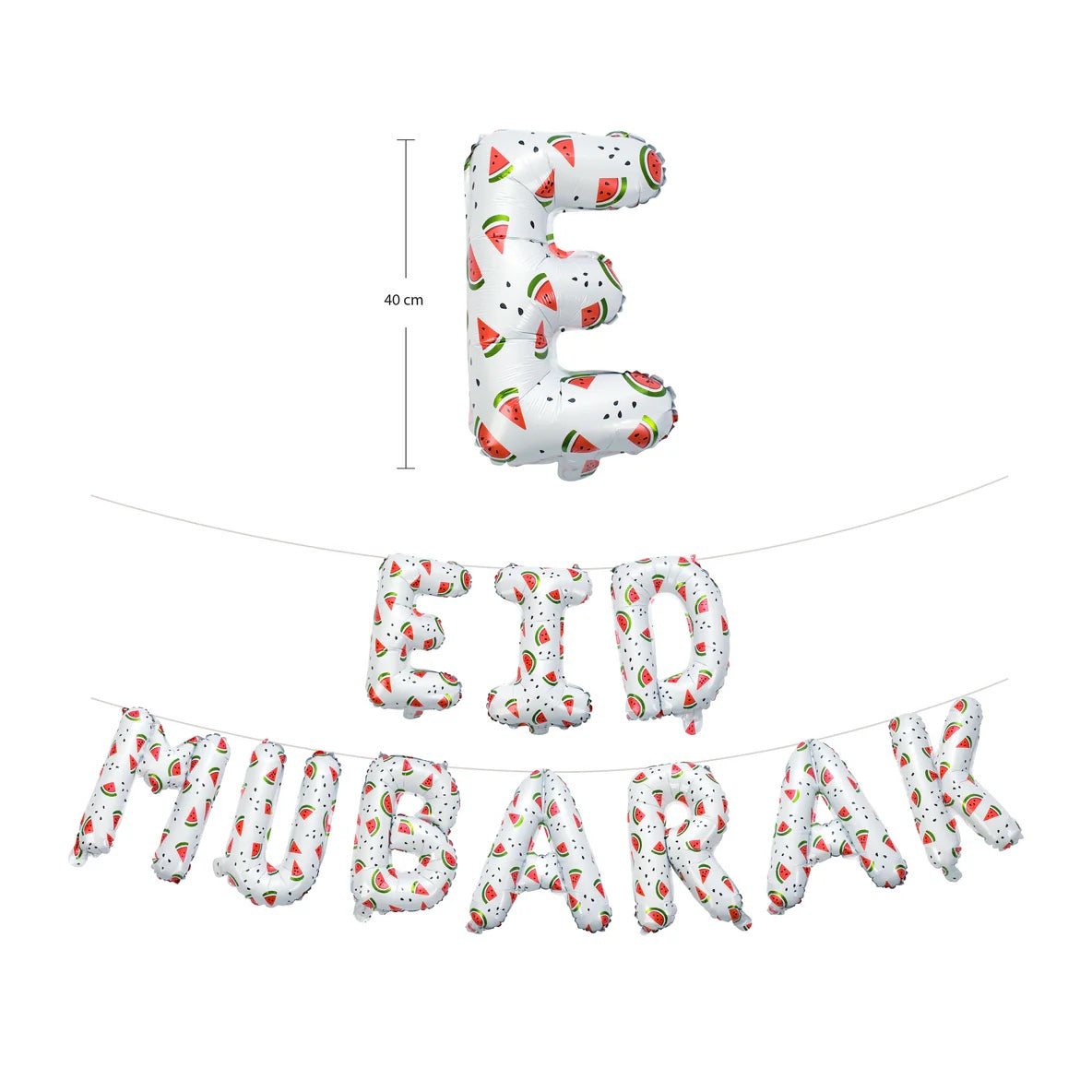 Vandmelon Eid Mubarak folieballon bogstaver i hvid