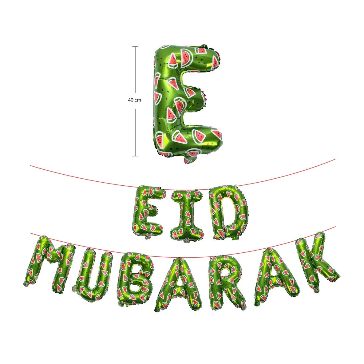 Vandmelon Eid Mubarak folieballon bogstaver i grøn