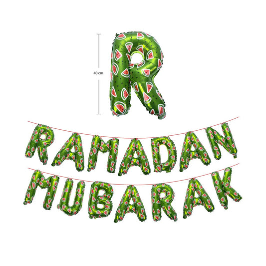 Vandmelon Ramadan Mubarak folieballon bogstaver i grøn
