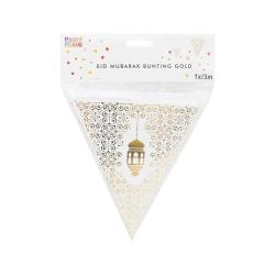 Eid Mubarak flag - hvid guld - 3m