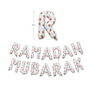 Vandmelon Ramadan Mubarak folieballon bogstaver i hvid